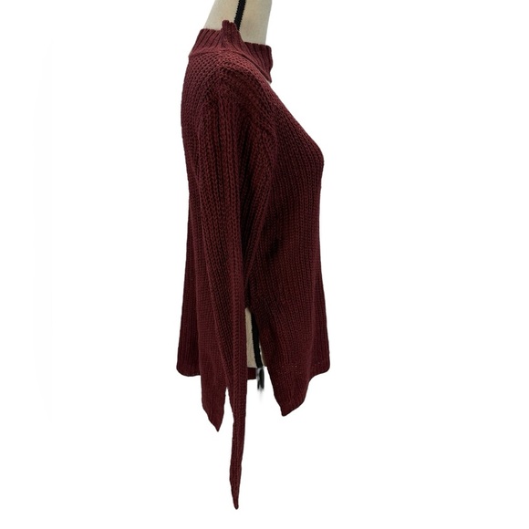 Planet Gold Long Sleeve Crew Keyhole Neck Sweater - Maroon Red - size Large - Picture 2 of 7